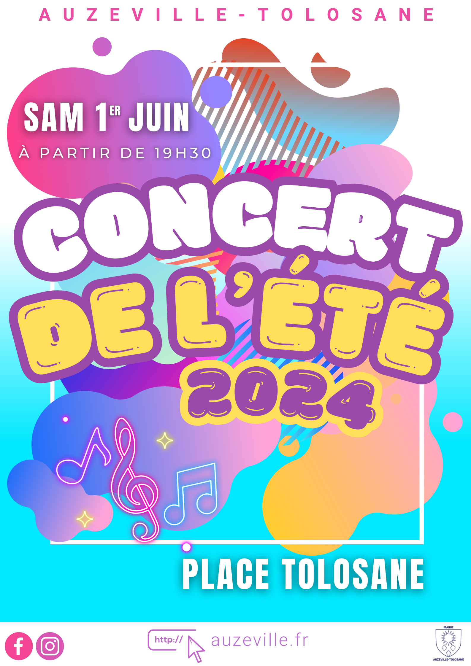 Comme chaque année depuis plus de 10 ans, la commune organise Le Concert de l’été, anciennement appelé La Fête de la Musique, anciennement appelé Fête de la Saint-Jean, qui revient pour vous proposer une soirée conviviale sur la Place Tolosane. Restauration sucrée et salée, buvette et surtout un concert gratuit de groupes professionnels locaux qui sauront vous ambiancer tout au long de la soirée. En 1ère partie le groupe toulousain AutOmate et son chanteur natif d’auzeville vous fera voyager dans un univers Électro Rock et en suivant c’est le grand groupe Upright, qui vous ambiancera avec sa Pop Funk Soul. Rendez-vous le Samedi 1er mai à partir de 19h30, sur la Place Tolosane !