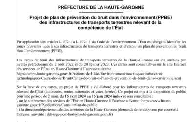 Avis de mise à disposition du public PPBE État Haute-Garonne