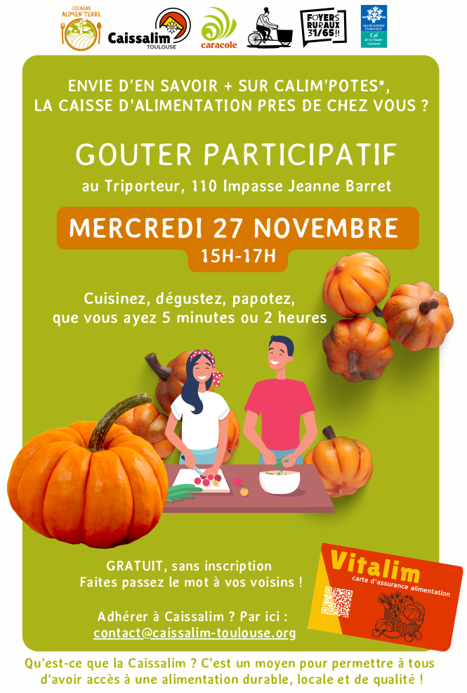 Affiche atelier cuisine Calim'potes mercredi 27 novembre de 15h à 17h