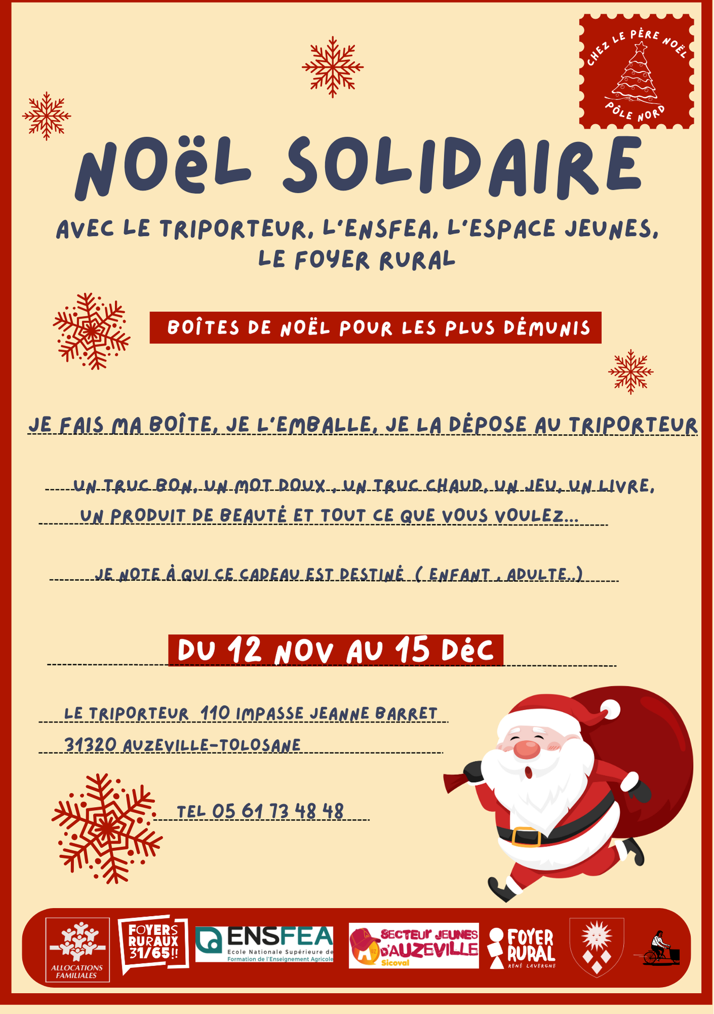 Affiche noel solidaire 2024 du 12 novembre au 15 décembre
