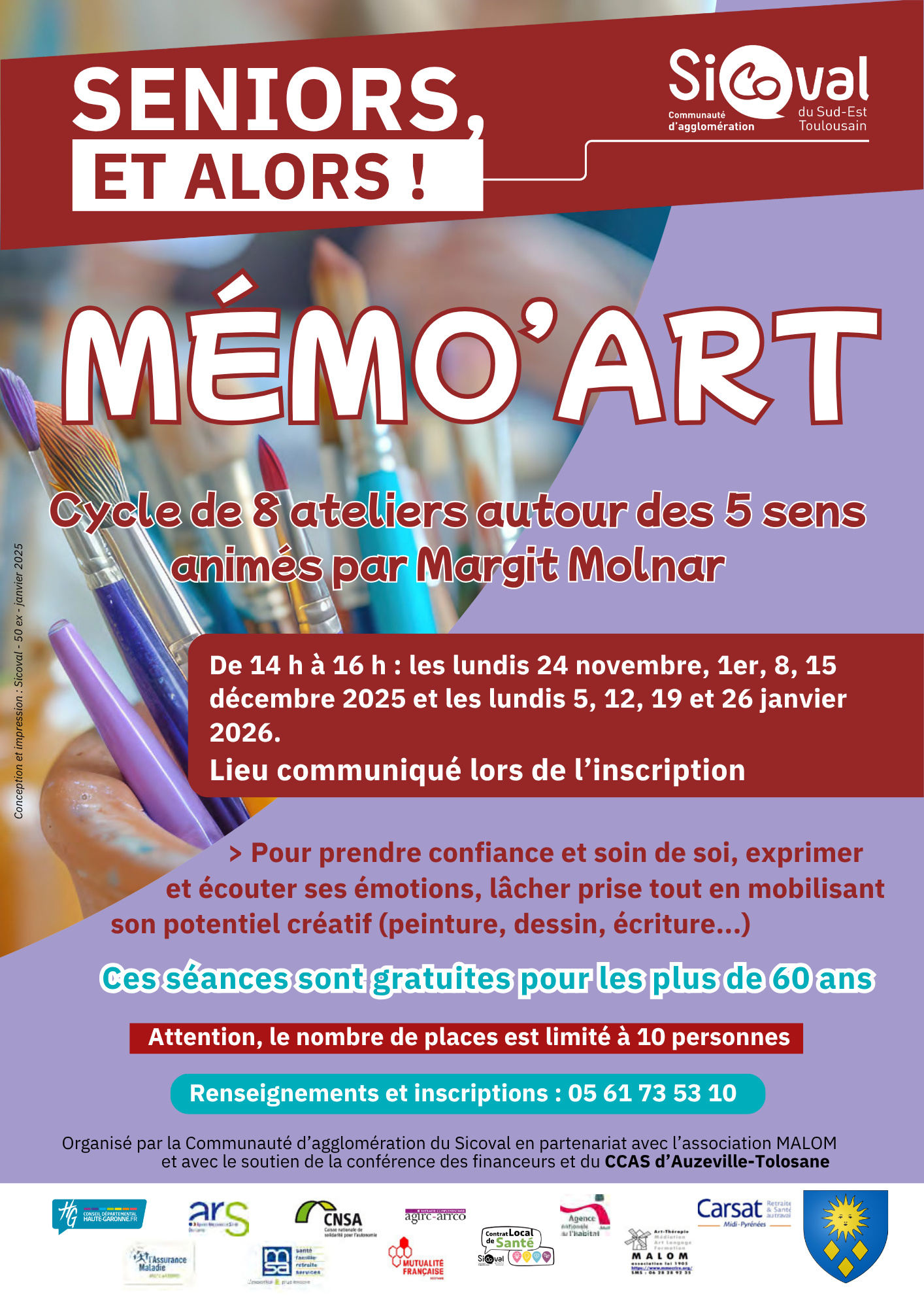 Ateliers MEMO'ART pour les seniors du 24 novembre 2025 au 26 janvier 2026
