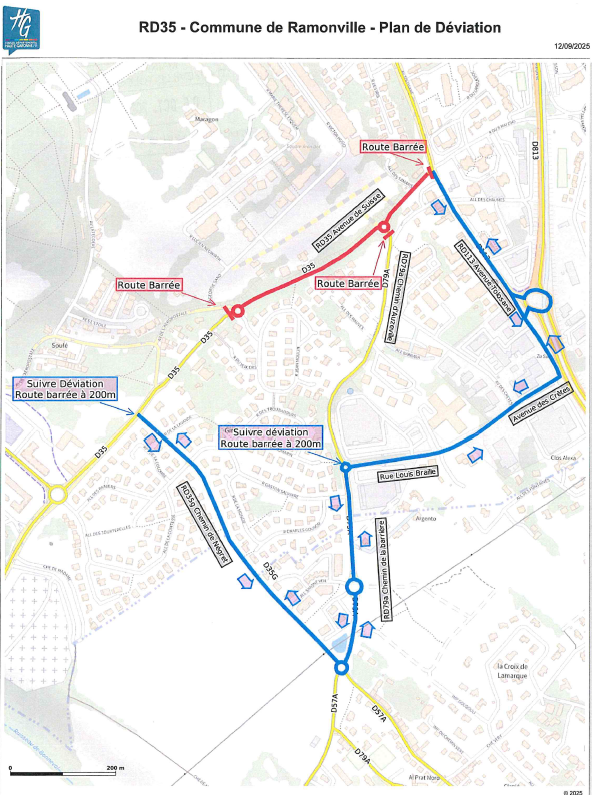 La RD15 et la D35 sont barrées du 20 au 24 octobre de 20h à 6h. Une déviation est mise en place dans les 2 sens de circulation.