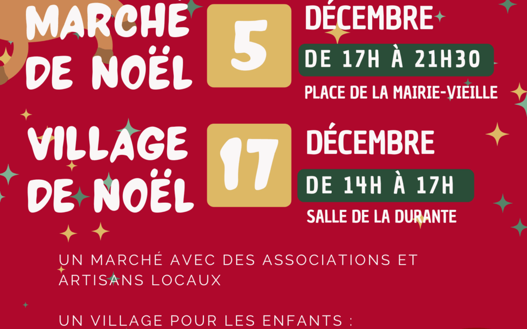 Fêtons Noël à Auzeville : marché de Noël le 7 décembre et village de Noël le 17 décembre