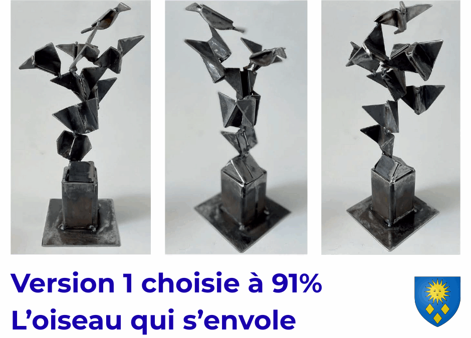 Résultats des votes : c’est le version 1, l’oiseau qui s’envole qui sera sculptée !