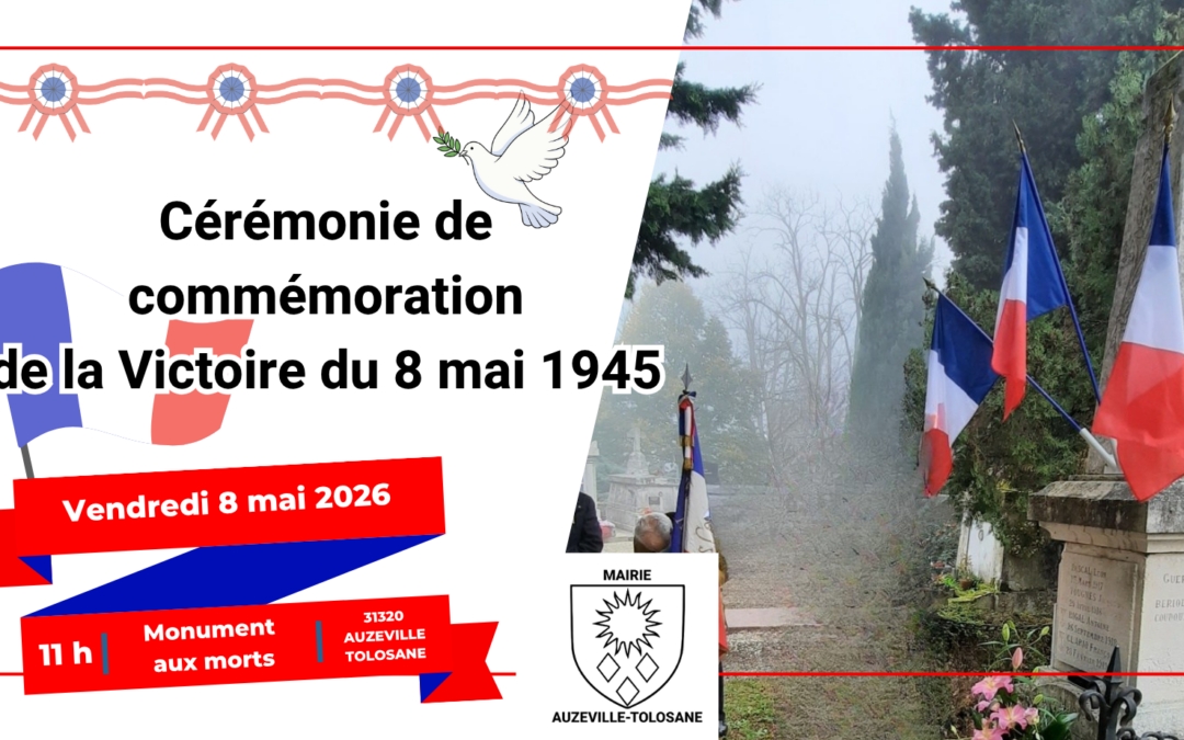 Vendredi 8 mai 2026 : commémoration de la Victoire du 8 mai 1945 au monument aux morts